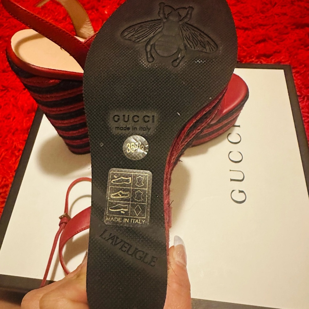 Authentic Gucci Lifford Calfskin Aitana Espadrille Platform wedge sandal - Picture 6 of 6